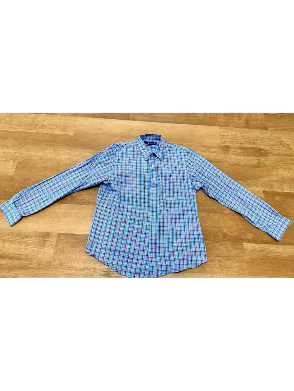 Ralph Lauren Men’s Slim Fit Blue Plaid Long Sleeve Button-Up Shirt XL